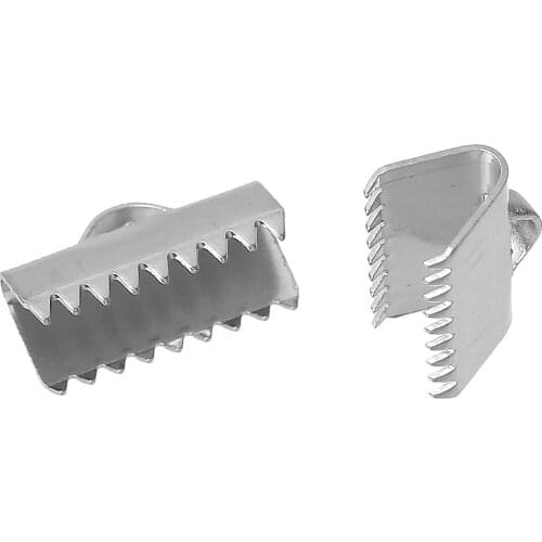 DoreenBeads Stainless Steel Necklace Cord End Caps Ribbon Crimp End Findings dull silver color 13mm(4/8")x8mm(3/8"),20 PCs