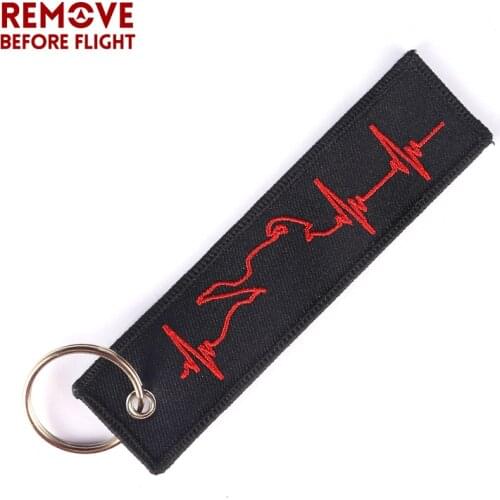 Fashion Keychain Biker Heartbeat Chain Keychain Jewelry Embroidery Electric Key ring Tag for Motorcycle Car Key Chains Keyfob