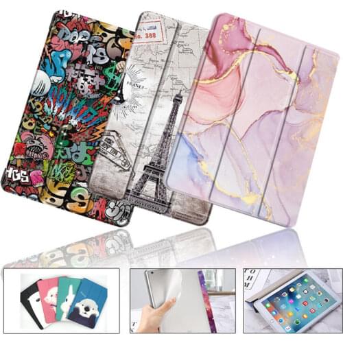 Soft Case for ipad air 2 air 1 9.7 2018 2017 5th 6th generation Leather TPU Silicone 3-Fold Smart Auto Sleep/ Wake up +film +Pen