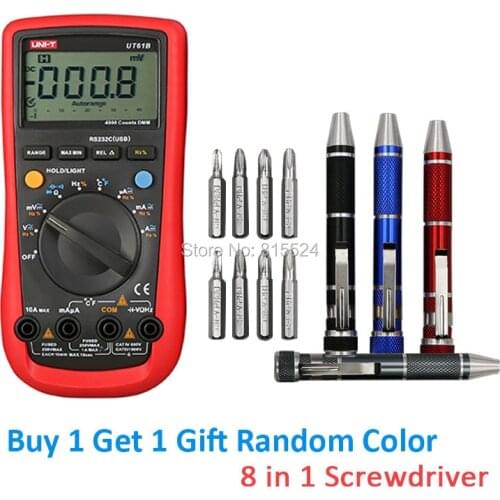 UNI-T UT61A UT61B UT61C UT61D UT61E Digital Multimeter True Rms AC DC Meter Software CD & Data Hold Multitester+Gift