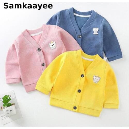 18m-7y Kids Knitted Cardigan Sweater Spring Autumn Baby Girls Boys Clothing Children Solid Top Clothes Cartoon Knitwear 16