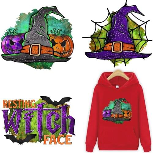 DIY Cartoon Halloween Heat Transfer Sticker For Vogue Girl Clothing Patch 1 Piece. T331