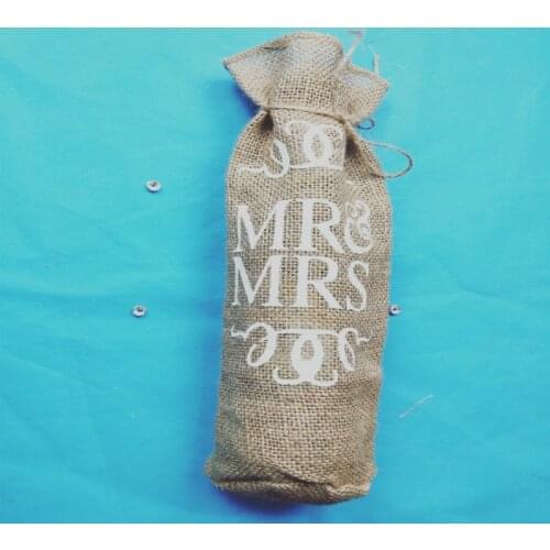 Mr.& Mrs Jute Burlap Wine Bottle Cover Gift Bag Wedding Christmas Party Decoration AA20508