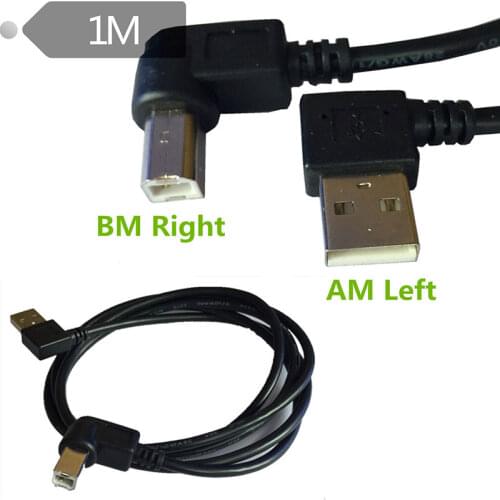 USB Type AM Left Angled Male to B Male Right Angled Plug Printer Scanner Cable 1m