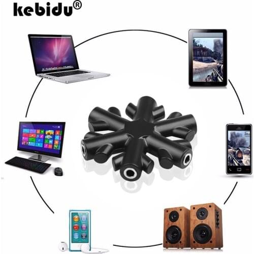 Kebidu 3.5mm Jack Multi 5 Port Hub Aux Adapter Headphone Earphone Splitter Male to Female Audio Cable Adapter Converter