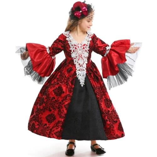 Halloween Costume Dress Kids Gothic Wind Baby Girls Vampire Dresses Masquerade Girls Dresses For Party Scary Costume