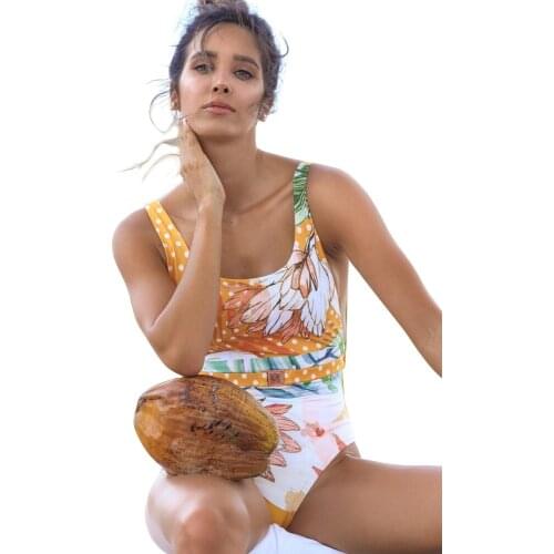 Swimsuit for Women 2021 One-piece Printed Double Shoulder Swimsuit Bathing Suit Women Swimwear for Women New Pool Accessories