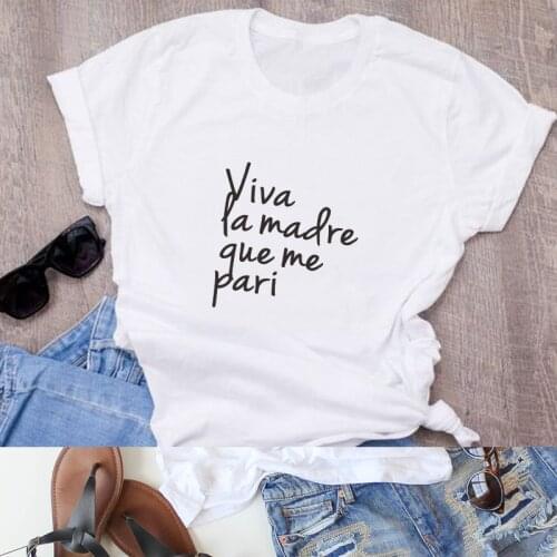 Fashion Spanish phrase camiseta mujer Letter Print Women T-shirts Tops Casual Summer Hipster lady tshirt