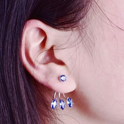 Fashion Geometric Colourful Flower Leaf Crystal Stud Earrings For Women Double Side irregular Earring Female Jewelry Summer Gift