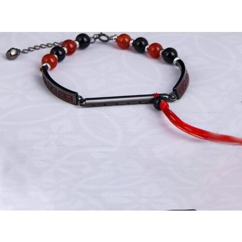 Mo Dao Zu Shi MDZS 925 Sterling Silver Piccolo Bracelet Wei Wuxian Lan Wangji Bracelet Bangle Agate Jewelry For Cosplay Men Gift