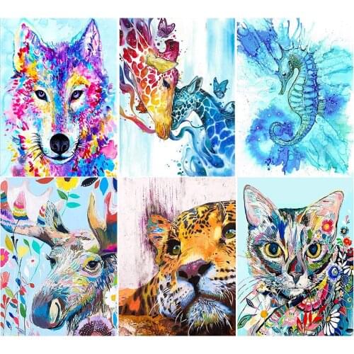 5D DIY Diamond Painting Animal Oil painting Cross Stitch Kits Full Drill Embroidery Mosaic Art Picture of Rhinestones Home Decor