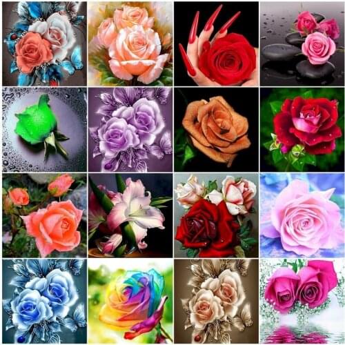 Colorful Roses Painting By Number DIY Kits On Canvas With Frame Acrylic Paint For Adults Oil Picture Drawing Coloring By Number