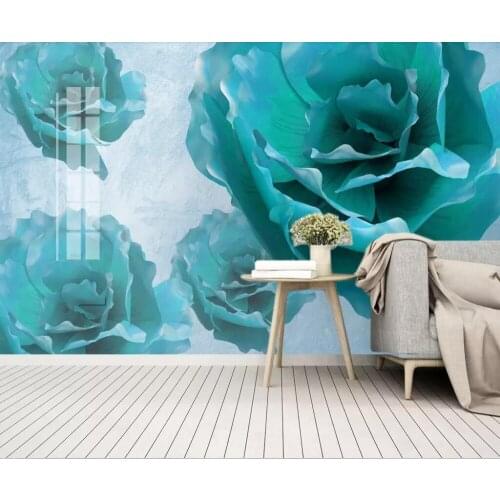 Bacal custom New 3d blue anaglyph flower peony new Chinese modern style background 3D wallpaper mural bedroom 5D home decor