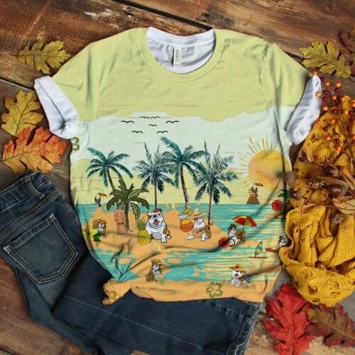 New Dropshipping 3D Full Printing Sport Cartoon Dog Casual Usa BigSize Women Clothing Short Sleeve T Shirts