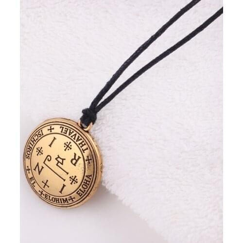New Arriavl Seal of the Archangel Thavael Enochian Pendant Necklaces Talisman Amulet Angel Jewelry Vintage Wax Rope Necklace
