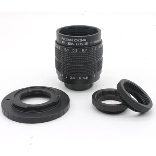 35mm f1.7 C mount CCTV Lens + C- M4/3 Adapter + Macro Ring for Olympus Panasonic free shipping&tracking number