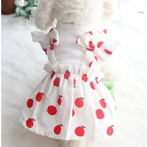 Pet Clothes Dog Clothes Puppies Dress Strawberry Pattern Decorative Exquisite Pet Dogs Sleeveless Dress for Summer