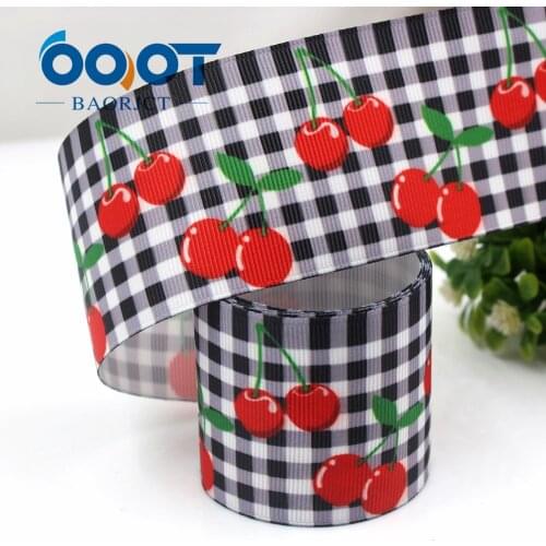 OOOT BAORJCT G-18913-1105,50 mm 10 yards Cherry Ribbons Thermal transfer Printed grosgrain,DIY Gift wrapping materials