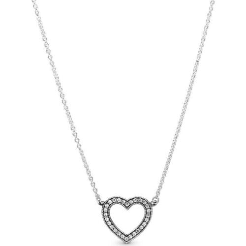 Original 925 Pure Silver New Heart-shaped Logo Pan Necklace Suitable For Women Wedding Diy Jewelry