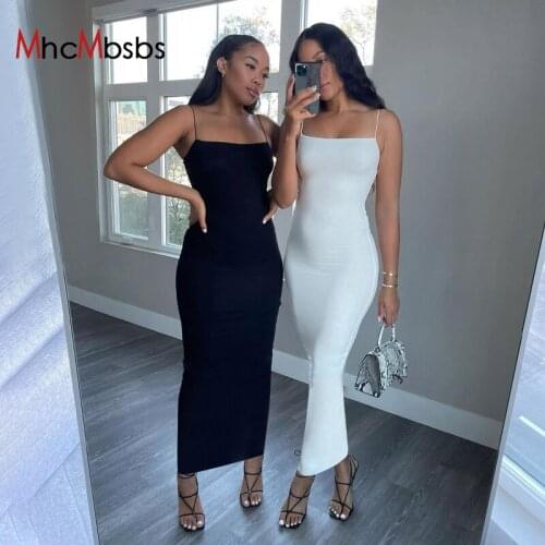 Off Shoulder Spaghetti Strap Sexy Women Midi Dress Sleeveless Straight Long Bodycon Dresses Backless Casual Summer Party Robe