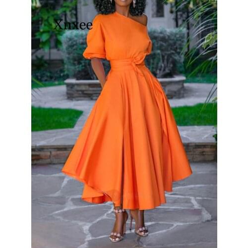 Party Elegant Casual Woman Party Dress Spring Summer One Shoulder Long Boho Maxi Dresses Asymmetrical Middle Sleeve Vestido