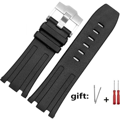 Straps for AP 15703 wristband rubber watchband 28mm black Waterproof, sweatproof and wear-resistant bracelet male
