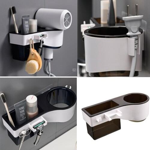 Hair Dryer Shelf For Bathroom Organizer Storage Rack Bathroom Accessories Set Home Wall Shelf Hair Dryer Stand Bracket