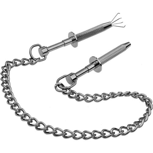 Adjustable Torture Chain Screw Nipple Clamps Breast Clips Slave Bdsm Bondage Restraints Fetish Adult Sex Toys for Women Couples