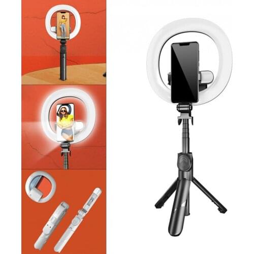 XT18S Selfie Stick Bluetooth Tripod with 7.3 Inch Dimmable Double Ring Fill Light Phone Tripod for Smartphone Live