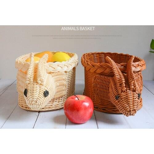 Funny animal basket rabbit basket hand woven basket rattan basket fruit basket bread basket storage basket