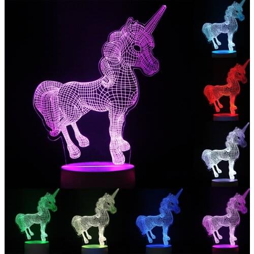 3D LED Illusion Lamp Light, Anime Unicorn Night Light Lamp 16 Colors Change with Remote,Valentines Day Present/Birthday/Party