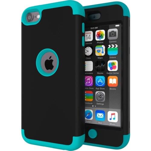 Case for iPod Touch 7 Touch 6 High Impact Heavy Duty Shockproof Full-Body Protective Case with Dual Layer Hard PC+ Silicone