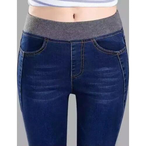 Large Size 25-40 Skinny Sexy Womens Jeans Elastic High Waist Ladies Pencil Pants Trousers Fat Mm Stretch Women Jeans