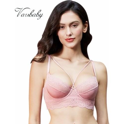 Varsbaby sexy beauty back underwire underwear deep V lace comfortable unlined bras for women