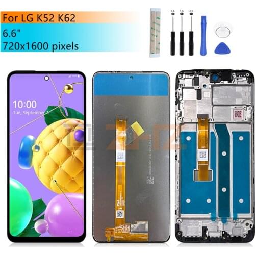 For LG K52 K62 LCD Display Touch Screen Digitizer Assembly With Frame K520 K525 Display Replacement Repair Parts 6.6"