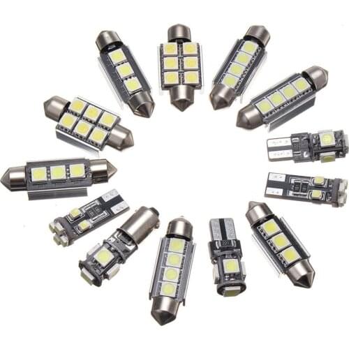 13pcs/set White Car Interior LED Light Bulb Kit For Golf 6 For MK6 2010 - 2015 Front/Rear Dome Replacement LED Car Lamp
