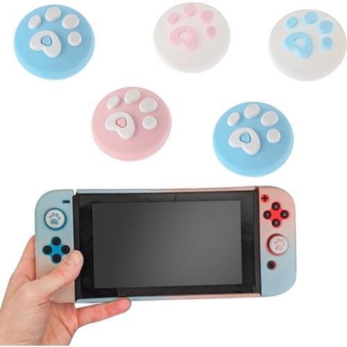 2/4Pcs Cute Animal Crossing Silicone Joystick Cap Cover Thumb Stick Grip Accessories For Nintend Switch/Lite Controller Gamepad