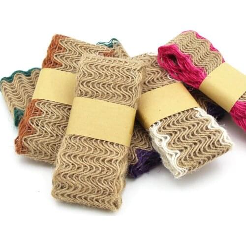2M/Roll(2") Natural Hemp Ribbon Colorful Lace Jute Burlap Ribbon DIY Crafts Ribbon Festival Supplies Wedding Decor Gift Wrapping