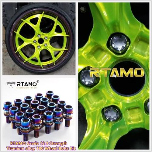 20pcsTitanium Alloy Car Wheel Lug Ball Seat M14X1.5PX29mm T80 Torx Head Wheel Nuts Screws Fit for Porsche/Lamborghini Class10.9