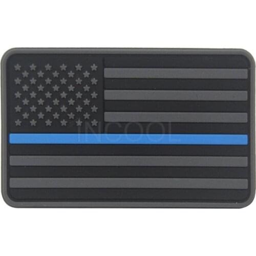 3D PVC American Flag Patch US Flag United States Thin Blue Line Military Patch Tactical Emblem Badges Hook Rubber Patches