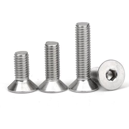 5-50pcs 304 stainless steel Hex Socket Screws Bolt M2.5 M3 M4 M5 M6 M8 Flat Head Allen Cap Countersunk Screw Hardware Fasteners