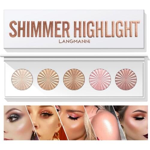 5 Color Highlighter Facial Bronzers Palette Makeup Glow Face Contour Shimmer Powder Illuminator Highlight Cosmetics