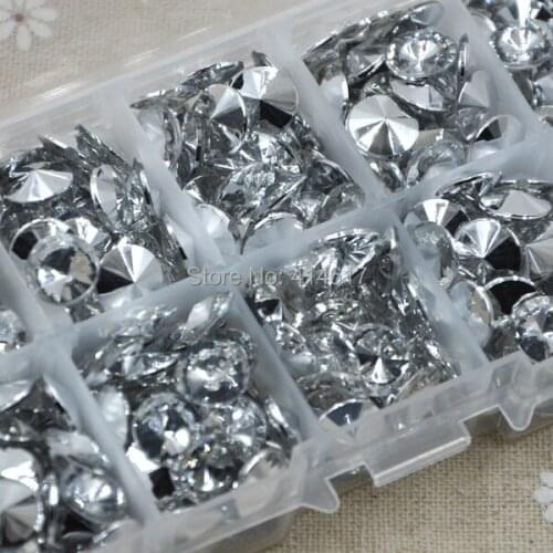 50/100pc Round Sparkle Crystal Clear Rhinestone Silver Plating Beads Stud 8 mm