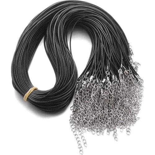 50PCS Mutil Colors Leather Chain Pendant Necklace For DIY Jewelry Making Accessories Handmade Wax Cord Rope Necklace Women