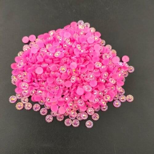500pcs 5mm Pink AB Resin Round Flower Rhinestone Jelly AB Crystal Flatback Nail Stickers for Nail Clothes Jewelry Crafts