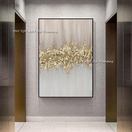 Handmade Abstract Gold Foil Oil Painting Hand Painted Large Wall Art Modern New Design Office Wall Canvas Home Decoration Gift