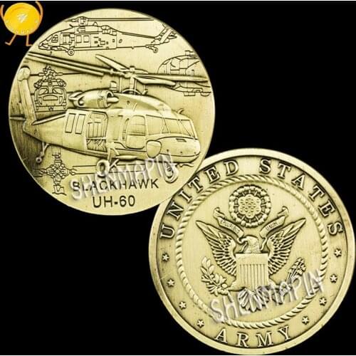 US Army UH-60 Black Hawk Helicopter Commemorative Coin Transport Helicopter Main Force Challenge Coin Fighter Coins Collectibles