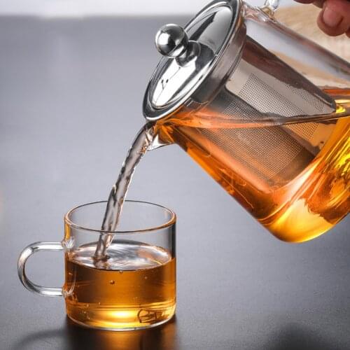 Behogar 450ml 15oz Clear Glass Teapot High Temperature Resistant Loose Leaf Flower Tea Pot Maker Brewer with Strainer Lid