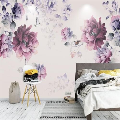 Flower Wallpaper Black and Purple Wallpaper Photo Wall Murals Girls Bedroom Wallpaper Home Decor Ideas Home Room Design Study