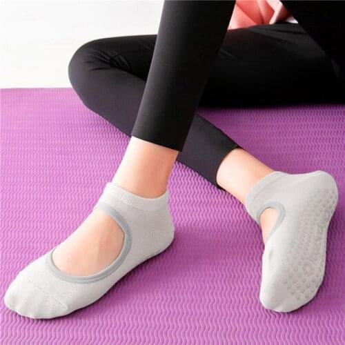 Breathable Backless Yoga Socks Fitness Sport Cotton Ballet Sock Strong Grip Dance Workout Ankle Anti-Slip Pilates Solid Socks